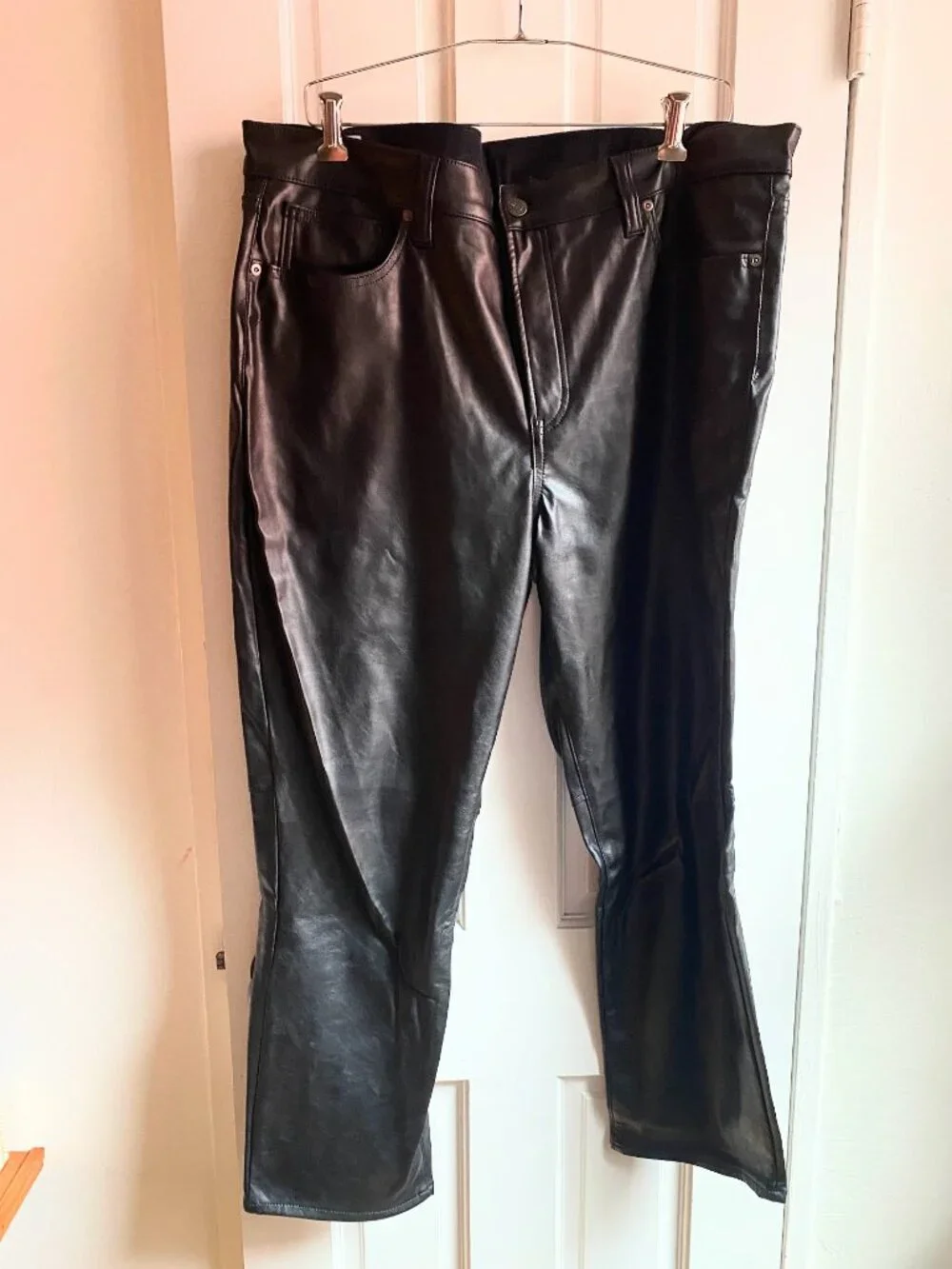 Gap High Rise Faux-Leather Vintage Slim High RisePants in Black Sz 35 US 20 Plus